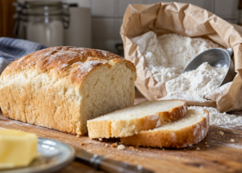 White bread and flour representing folic acid fortification in the UK